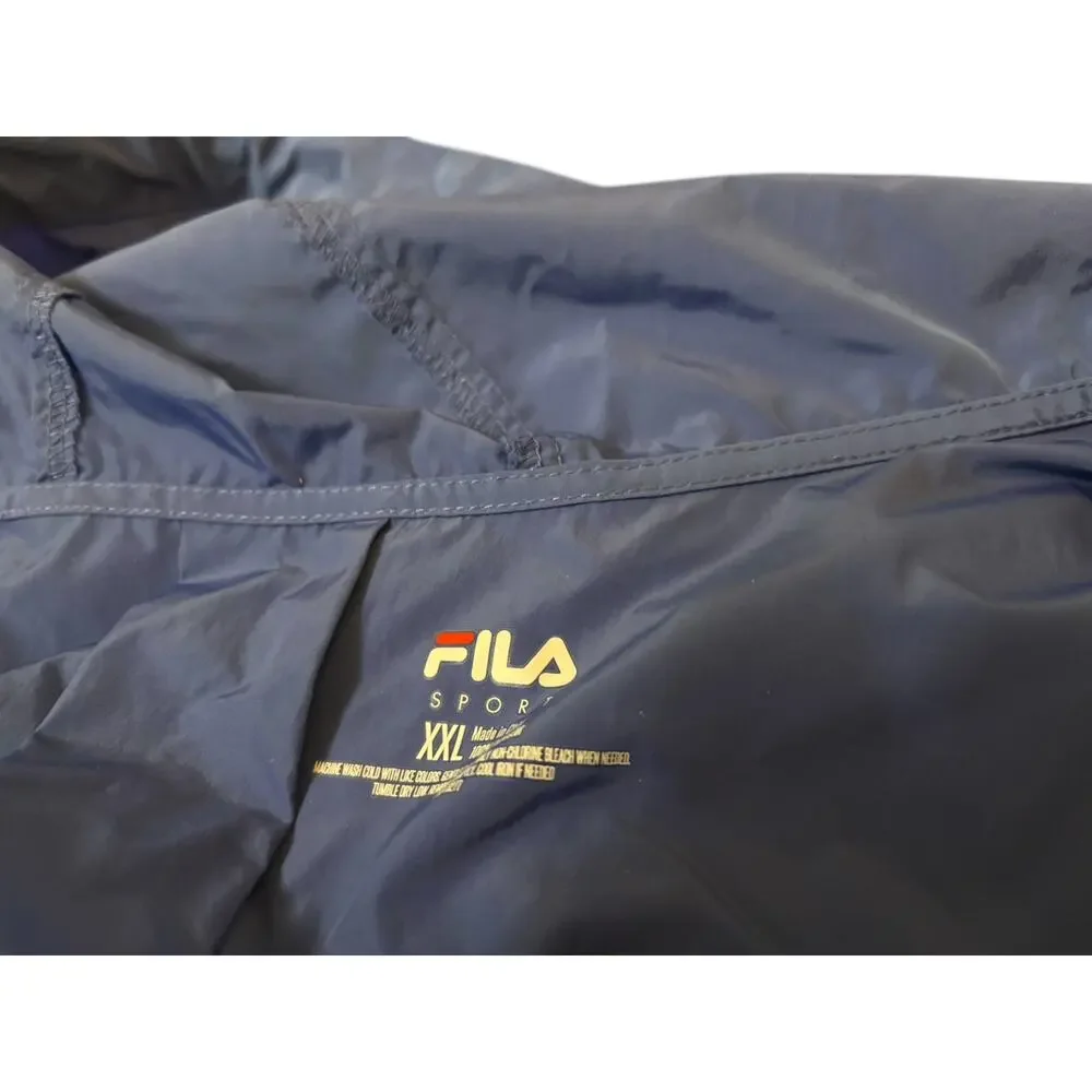 Fila Sport Unisex Adjustable Hood Windbreaker Full Zip Jacket, Blue, Size XXL
